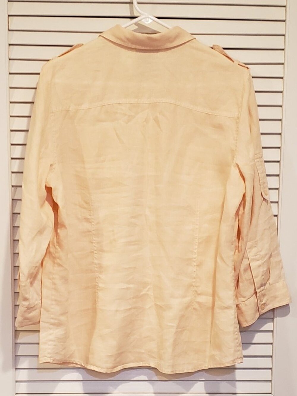 Liz Claiborne 100% linen women's Peach color dress shirt. - Picture 2 of 7